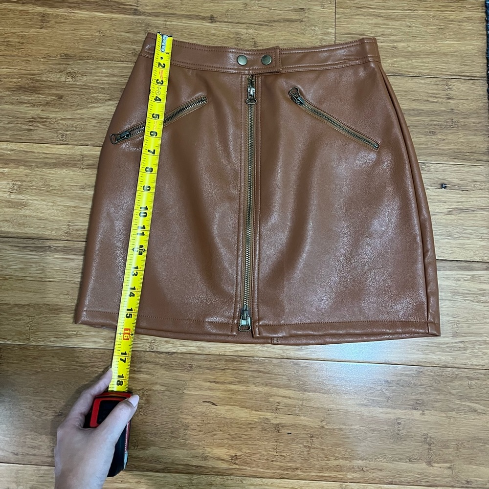 NWT Bohme / Art + Ephect Vegan Leather Mini Skirt- Camel - Picture 5 of 6